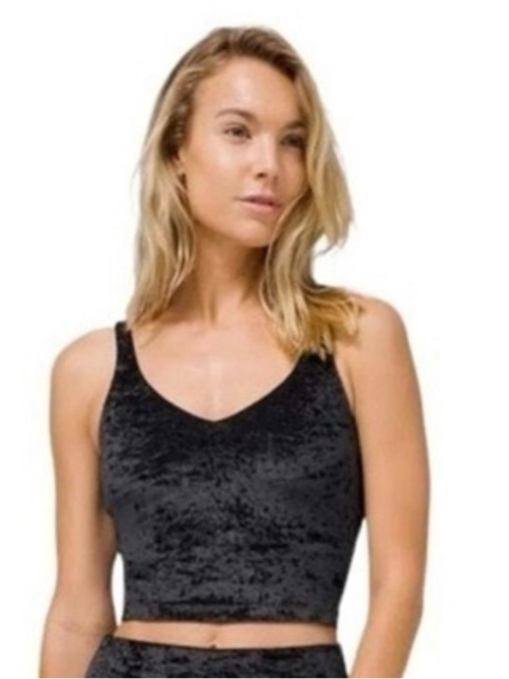 lululemon athletica Black Crushed Velvet V-Neck Crop Tank